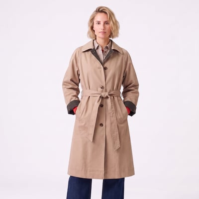Trench longue avec col à revers tailleur et ceinture à la taille OSIANE ARTLOVE