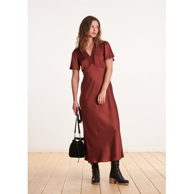 Robe longue cintrée fluide à manches courtes LA FEE MARABOUTEE