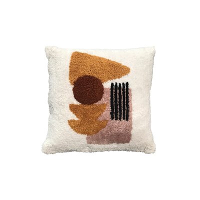 Coussin tufté imprimé graphique coton RETRO MOOD TODAY