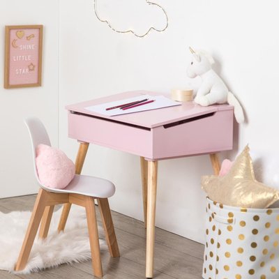 Pupitre d'écolier rose avec couvercle rabattable PIER IMPORT