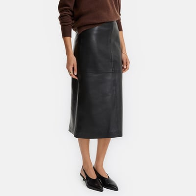 Jupe crayon en cuir de mouton, longueur midi LA REDOUTE COLLECTIONS