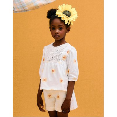 Chemisier en Coton et Lin avec Fleurs et Crochet ZIPPY