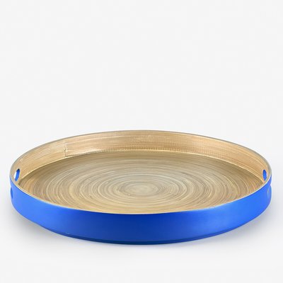Colour Me Happy Round Bamboo Tray in Blue SUR LA TABLE 