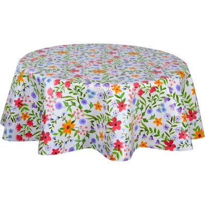 Nappe en toile cirée ronde motifs fleurs FLOWERS TOILINUX