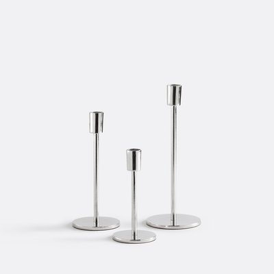 Lot de 3 bougeoirs en métal aluminium chromé, Oror LA REDOUTE INTERIEURS