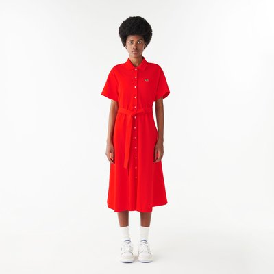 Polokleid mit Gürtel, Baumwoll-Pikee LACOSTE