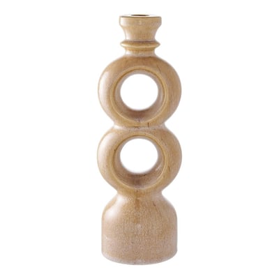 Bougeoir déco en céramique - 2 anneaux, finition beige brun PIER IMPORT