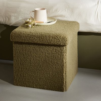 Pouf coffre carré en tissu bouclette MOKA FACTORY