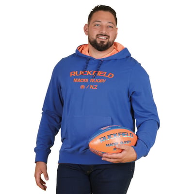 Sweat en coton bleu uni pourvu de manches longues et d'une capuche RUCKFIELD
