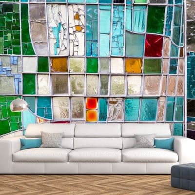 Papier peint intissé panoramique Sapphire Stained Glass EDEN