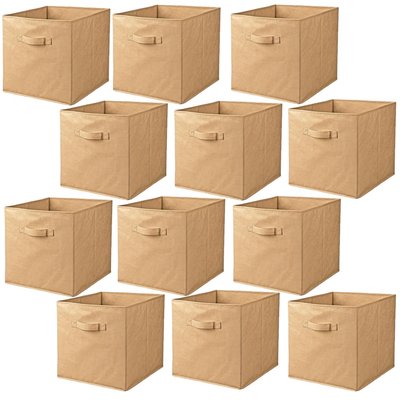 Lot de 12 cubes de rangement pliables en tissus avec poignée TOILINUX