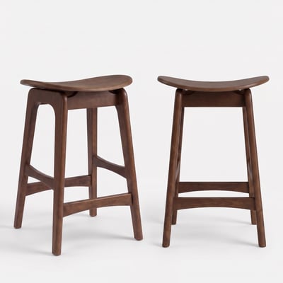 Lot de 2 tabourets de bar en bois 63 cm - JUDE MAISON PAVANE