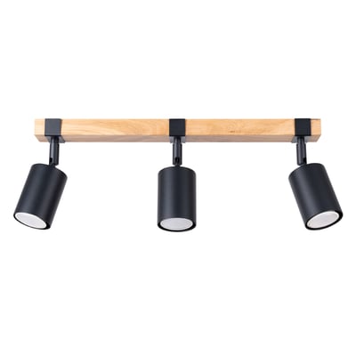 Plafonnier Acier Noir/Bois Naturel GU10 3 Fager EDEN