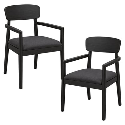 Chaise à accoudoirs en bois, assise tissu (lot de 2) ORBE PIER IMPORT