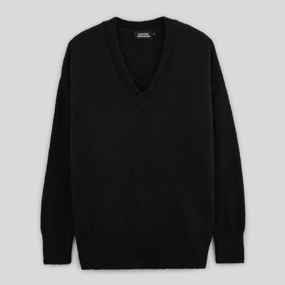 Pull col V uni contenant de l'alpaga MONOPRIX
