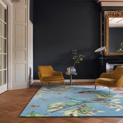 Tapis salon et chambre fait à la main en laine motif floral UN AMOUR DE TAPIS