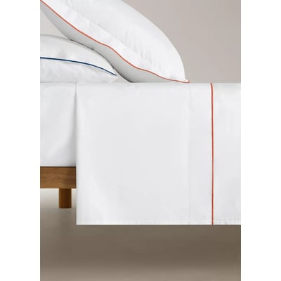 Drap plat percale de coton 200 fils overlock  contraste lit 180/200 cm MANGO HOME