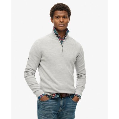 Pull semi-zippé en laine mérinos SUPERDRY
