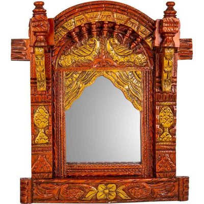 miroir mural en bois de manguier sculpté coloris antique RECOLLECTION