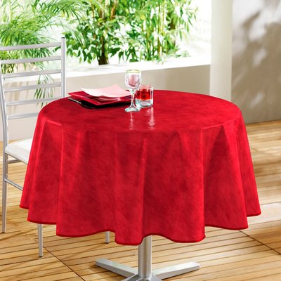 Toile cirée ronde Beton ciré Rouge 160 cm DOUCEUR D'INTÉRIEUR