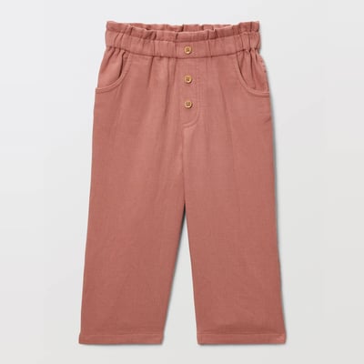 Pantalon taille élastique uni en gaze de coton BIO GOTS BOUT'CHOU