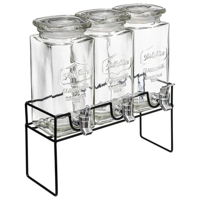 Lot de 3 distributeurs de boisson 1,5 L avec support MODERN WOOD SECRET DE GOURMET