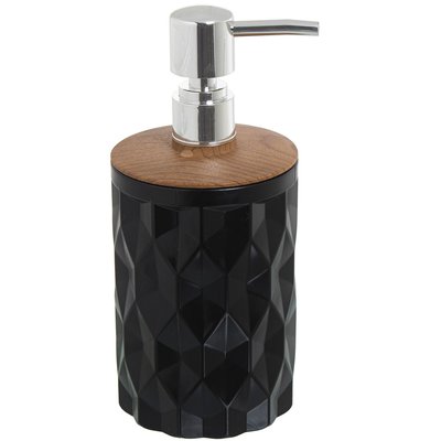 Distributeur de savon acrylique noir et bois 450ml WADIGA