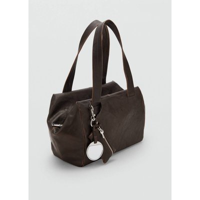 Sac bandoulière moyen en cuir avec breloques MANGO