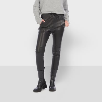 Pantalon en cuir à taille élastiquée GIFT OAKWOOD
