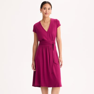 Vestido midi de punto, evasé, mangas cortas ANNE WEYBURN
