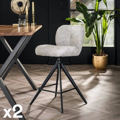 Tabouret de bar pivotant en bouclette grise (lot de 2) GALWAY PIER IMPORT