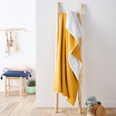 Decke Kumla aus Baumwollmusselin & Teddyfleece LA REDOUTE INTERIEURS