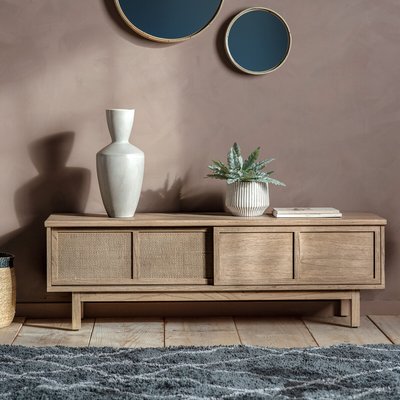 Bharhut Japandi Panelled Rattan TV Unit SO'HOME