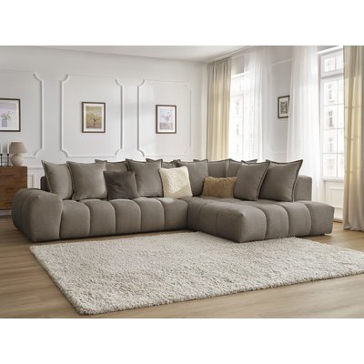 Canapé d'angle fixe 4 places en tissu texturé, EVEREST BOBOCHIC