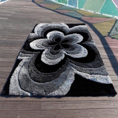 Tapis shaggy fait main motif floral 3D UN AMOUR DE TAPIS