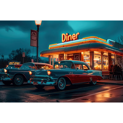 Tableau Sur Toile Diner Américain Rétro RÉTRO VINTAGE CEANOTHE