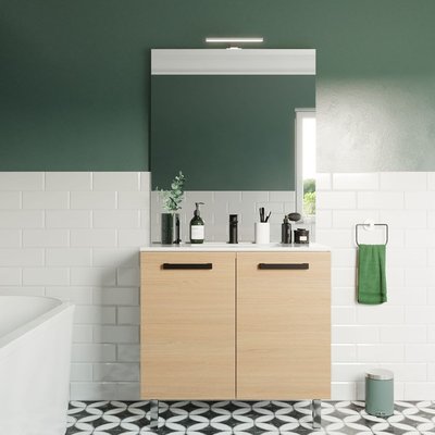 Meuble salle de bain vasque intégrée 2 portes + miroir - CHELSEA HOMIFAB
