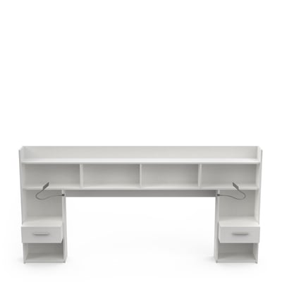 Tête de lit avec tables de chevets et liseuses led intégrées blanc L108,5 cm - CHICAGO CALICOSY