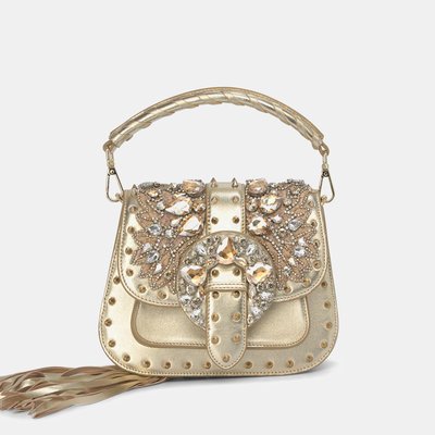 Sacoche en cuir avec strass sur le rabat ALMA EN PENA