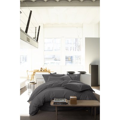 Housse de couette percale de coton lavé unie, Elegance BATON ROUGE