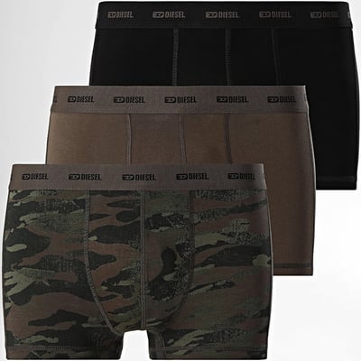 Lot de 3 boxers en coton marine et noir unis avec un imprimé camouflage DIESEL