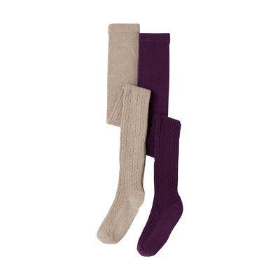 Lot de 2 collants en maille torsadée fantaisie VERTBAUDET
