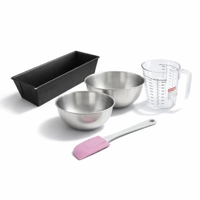 Set pâtisserie moule à cake 25 cm, 2 bols à mixer, verre ZENKER