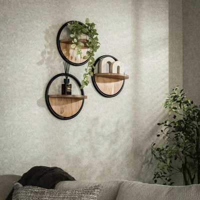 Etagère murale ronde en bois d'acacia Ø 35 cm (lot de 3) MELBOURNE PIER IMPORT