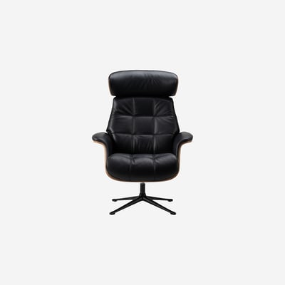 Fauteuil en noyer et cuir Savoy MARC HABITAT