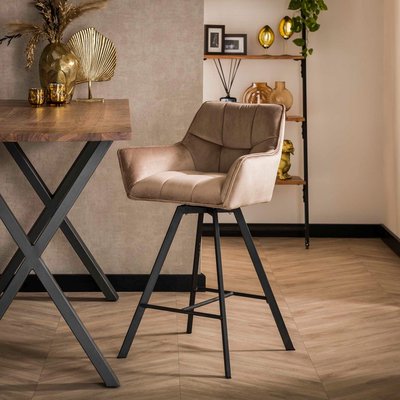 Chaise de bar confortable en velours cannelle avec fonction pivotante (lot de 2) MELBOURNE PIER IMPORT