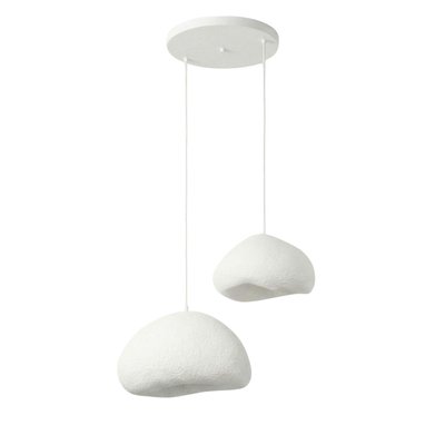 Suspension blanche design organique 2 abat-jour 70 cm NOXIS PIER IMPORT