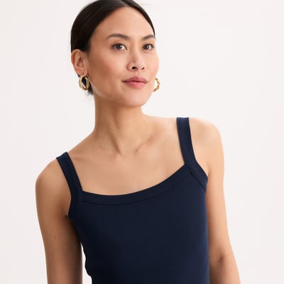 Camisola de alças com decote quadrado, 100% algodão penteado ANNE WEYBURN