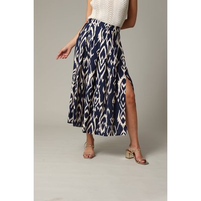 Jupe midi en viscose avec motifs ethniques et taille élastiquée ILLIA DEELUXE