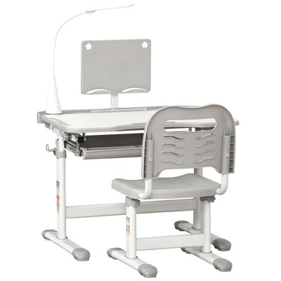 Bureau enfant avec chaise réglables lampe et support inclus HOMCOM